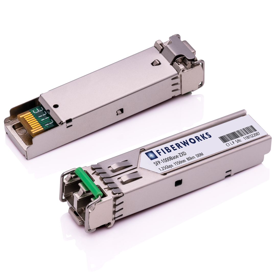SFP-1000Base-ZXD Fiberworks AS  SFP, 1.25 Gbps GigE, DDM, 80km 1550nm, 24dB, SM/MM