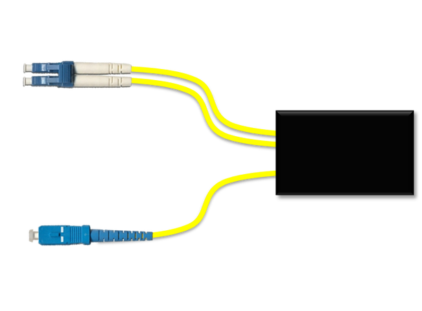 Fiberworks indoor CWDM-PON splitter ø3 mm yellow, LC/UPC - SC/UPC 