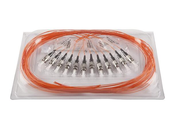 Pigtail MM ST/PC 12-pack blister 1,5 m 50/OM2, 900µm tight buffer, Orange 