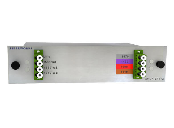 Fiberworks 4+2ch. CWDM 1-fiber Mux/Demux Single line fiber, Mon. port, LC/APC.