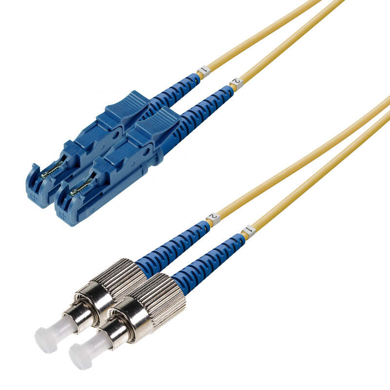 P-SM9-D2Y-E2U-FCU-xx Fiberworks AS  Snor SM DPX E2000/UPC-FC/UPC xx m 9/OS2 G.657.A2 2x ø2mm Gul