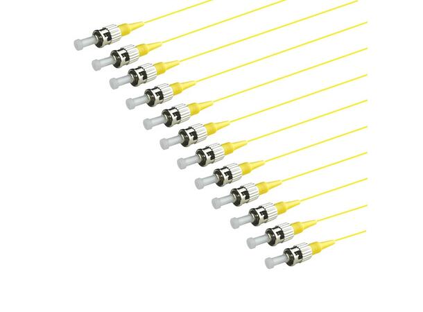 Fiberhale SM ST/UPC 12-pakning, 1,5 m 9/OS2 G.657.A2, 900µm fast kledning, Gul 
