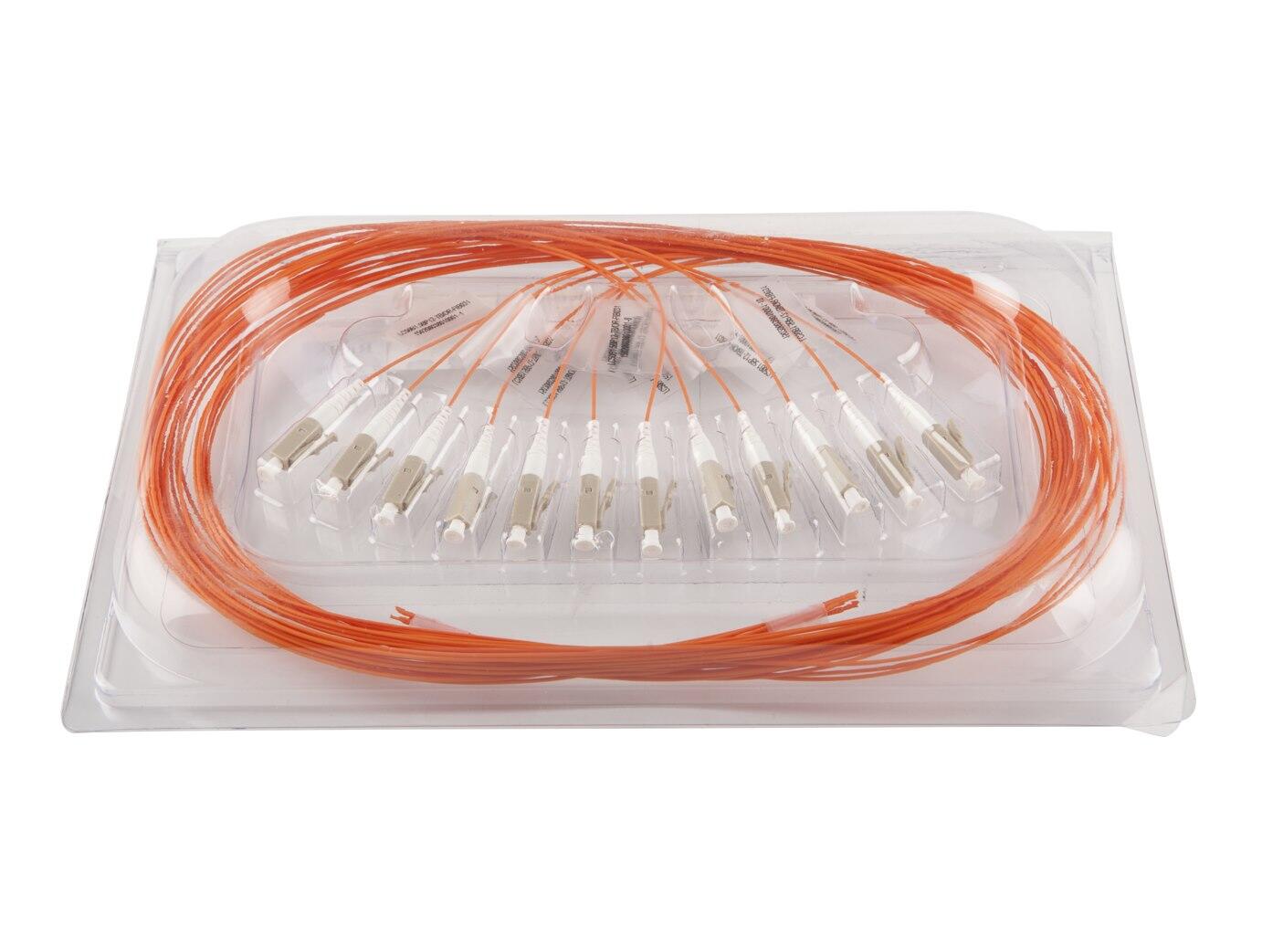 PT-MM5-T9O-LCP-15-BP Fiberworks AS  Pigtail LC/PC 12-pack blister 1,5 m 50/OM2, 900&#181;m tight buffer, Orange
