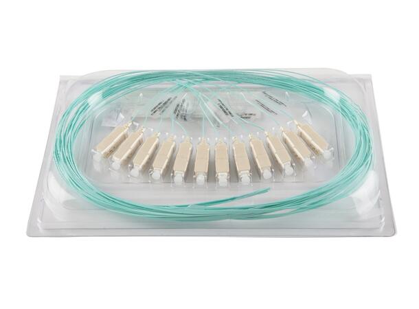 Pigtail MM SC/PC 12-pack blister, 1,5 m 50/OM4 BIF, 900µm fast kledning, Aqua 