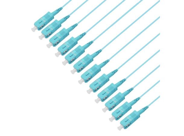 Pigtail MM SC/PC 12-pack blister, 1,5 m 50/OM4 BIF, Tight Buffer 900µm, Aqua 