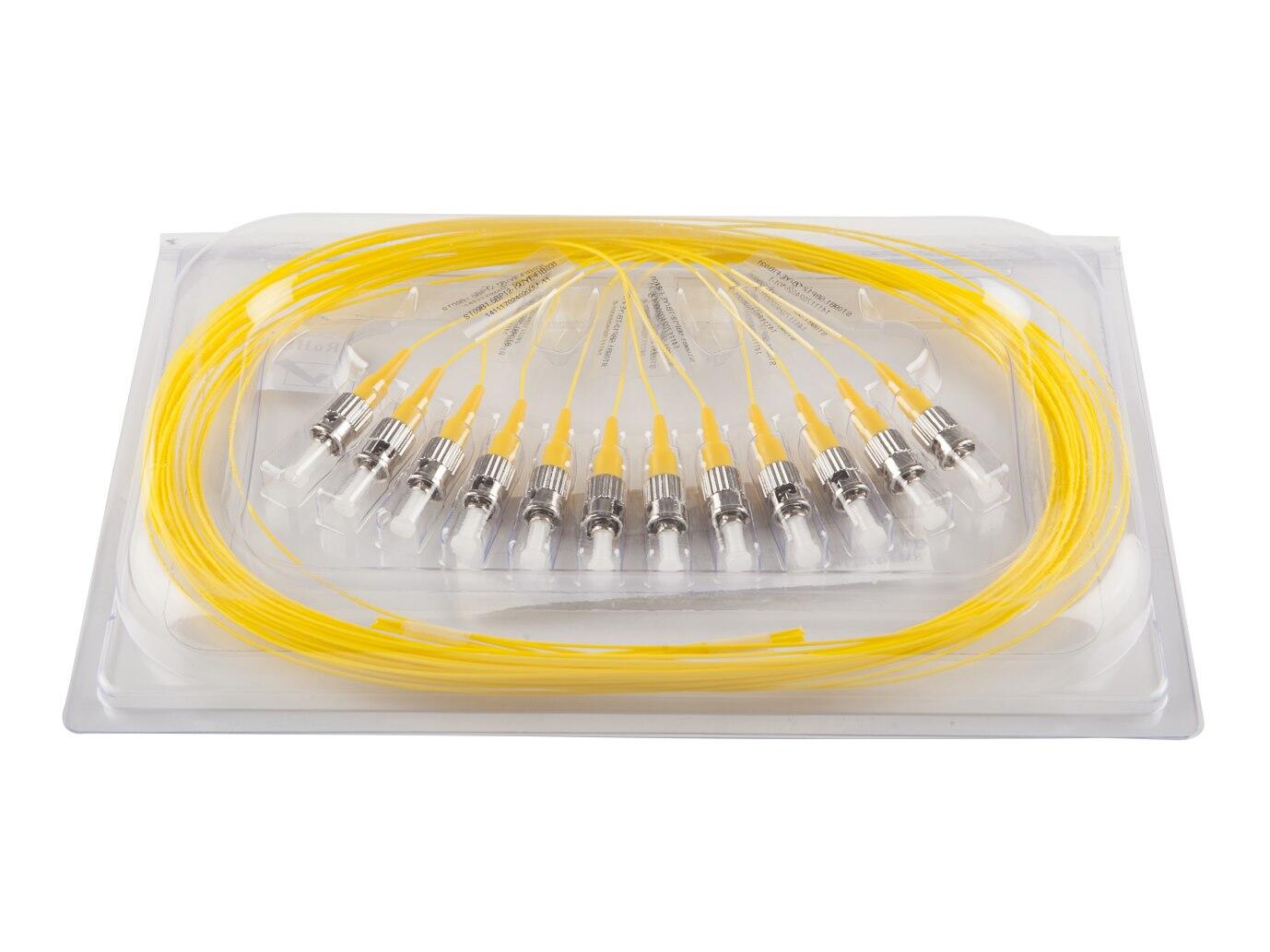 PT-SM9-T9Y-STU-15-BP Fiberworks AS  Pigtail SM ST/UPC 12-pack blister, 1,5 m G.657.A2, 900&#181;m tight buffer, Yellow