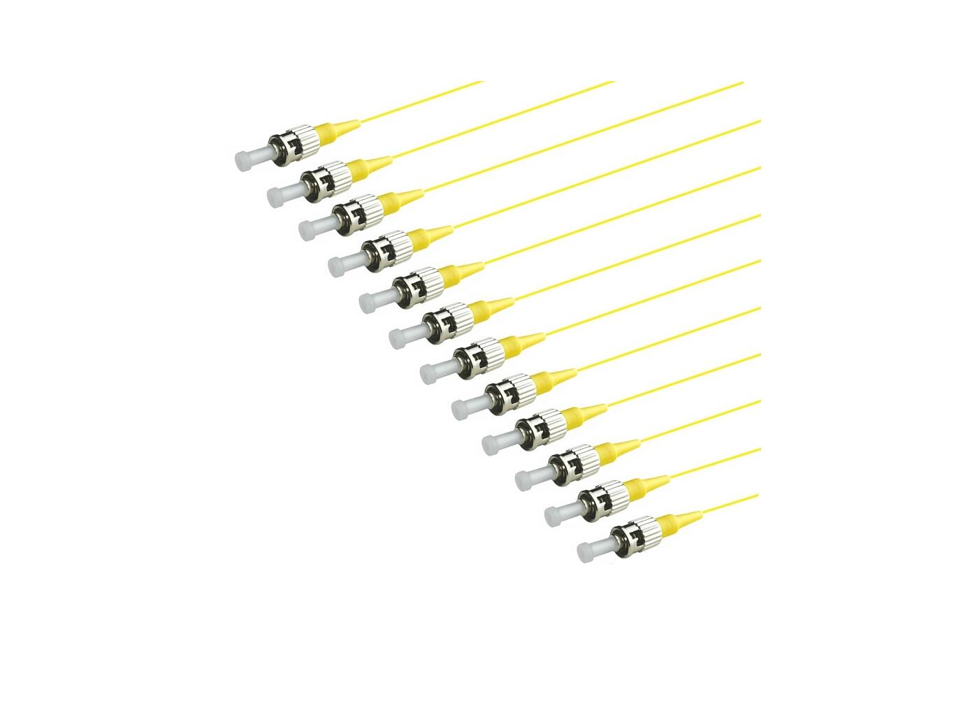 PT-SM9-T9Y-STU-15-BP Fiberworks AS  Pigtail SM ST/UPC 12-pack blister, 1,5 m G.657.A2, 900&#181;m tight buffer, Yellow