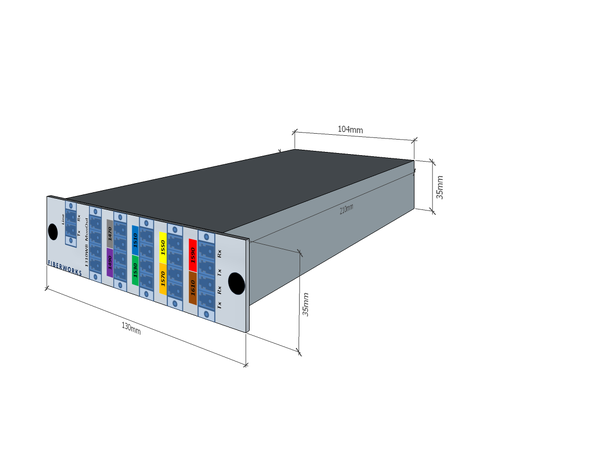 Fiberworks 8+1 ch. CWDM Mux+Demux, LGX2 C47-C61 + 1310nm/CWDM upgrade 