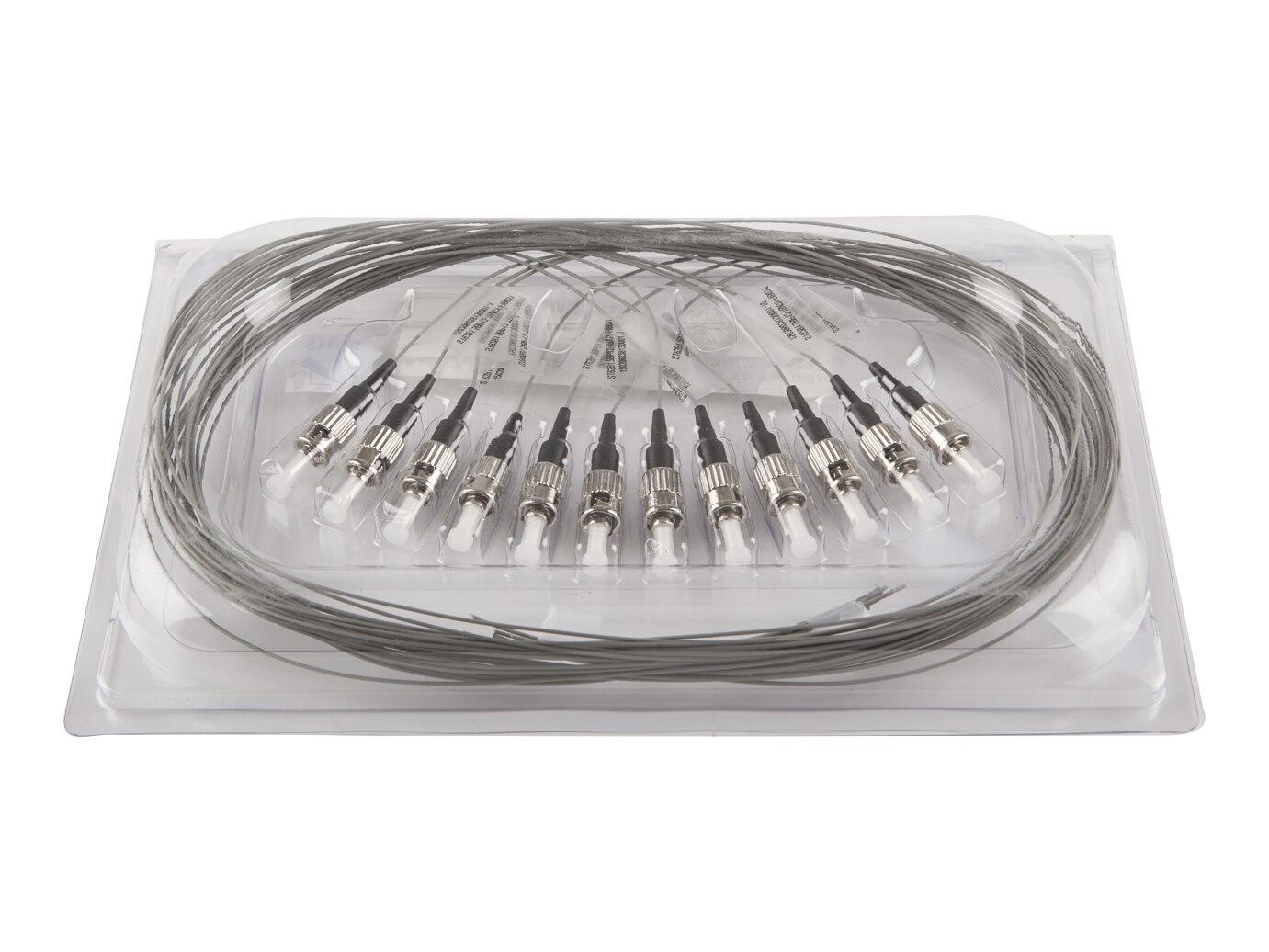 PT-MM6-T9G-STP-15-BP Fiberworks AS  Pigtail MM ST/PC 12-pack blister 1,5 m 62,5/OM1, 900&#181;m tight buffer, Grey