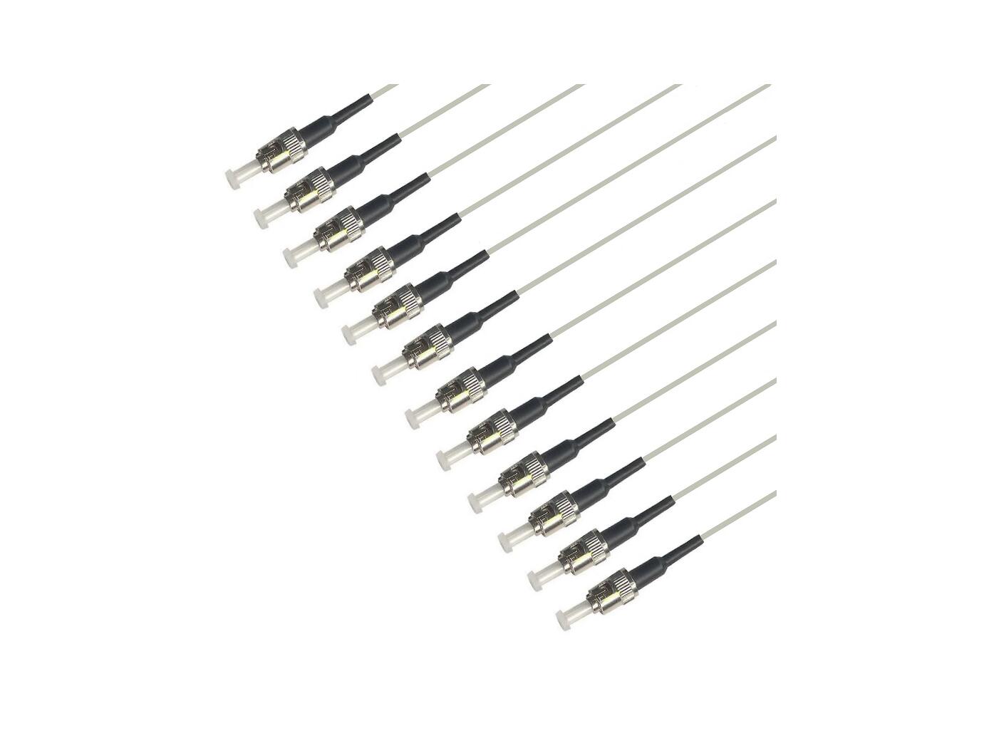 PT-MM6-T9G-STP-15-BP Fiberworks AS  Pigtail MM ST/PC 12-pack blister 1,5 m 62,5/OM1, 900&#181;m tight buffer, Grey