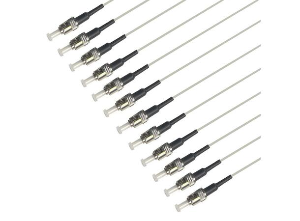 Pigtail MM ST/PC 12-pack blister 1,5 m 62,5/OM1, 900µm tight buffer, Grey 