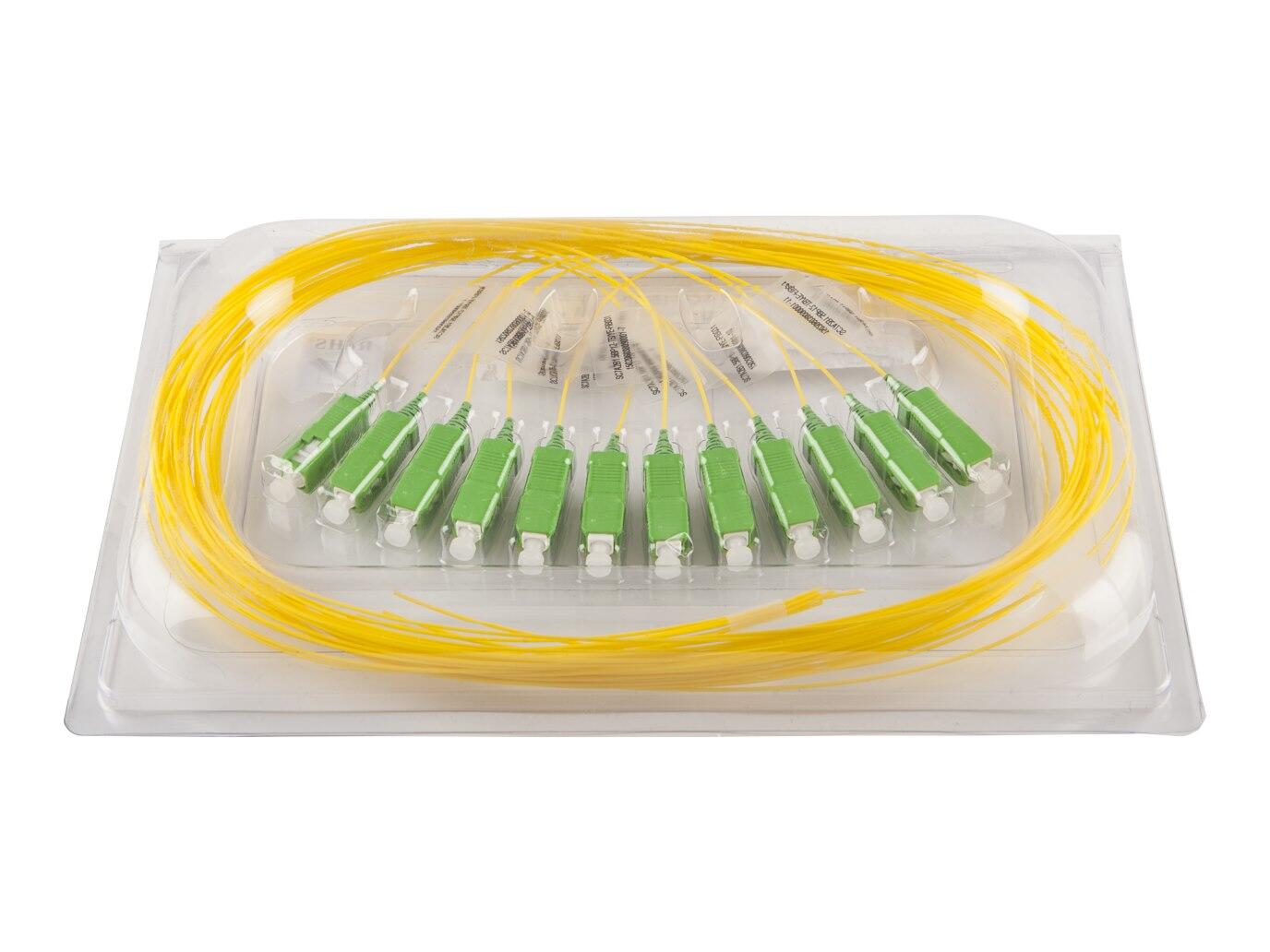 PT-SM9-T9Y-SCA-15-BP Fiberworks AS  Pigtail  SM SC/APC 12-pack blister 1,5 m G.657.A1, 900&#181;m tight buffer, Yellow