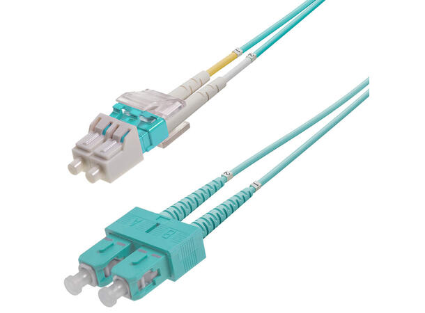Snor MM DPX LC/PC-SC/PC xx m 50/OM3 BIF 2x ø2mm Aqua 