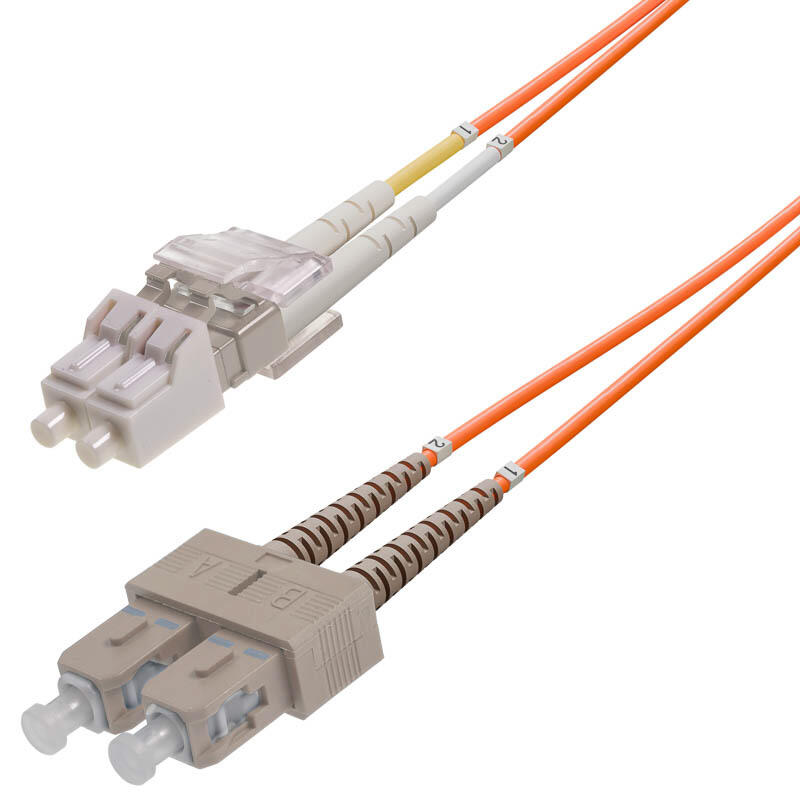P-MM5-D2O-LCP-SCP-xx Fiberworks AS  Snor MM DPX LC/PC-SC/PC xx m 50/OM2 2x ø2mm Orange