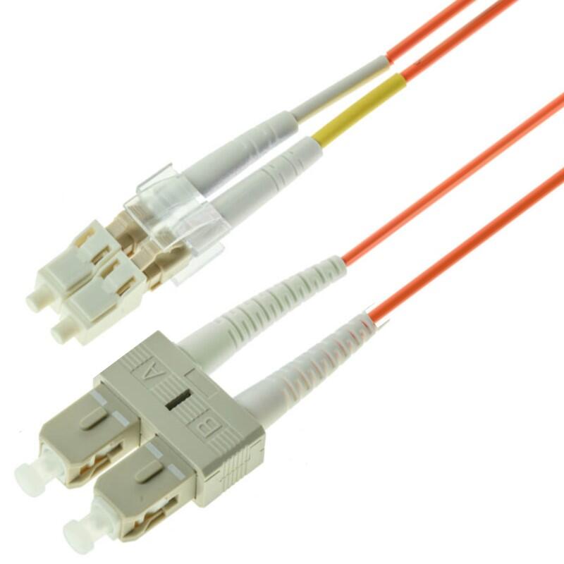 P-MM5-D2O-LCP-SCP-xx Fiberworks AS  Snor MM DPX LC/PC-SC/PC xx m 50/OM2 2x &#248;2mm Orange