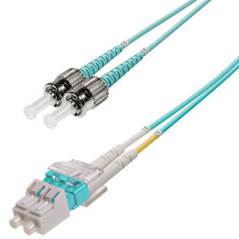 P-OM3-D2A-LCP-STP-xx Fiberworks AS  Snor MM DPX LC/PC-ST/PC xx m 50/OM3 BIF 2x ø2mm Aqua