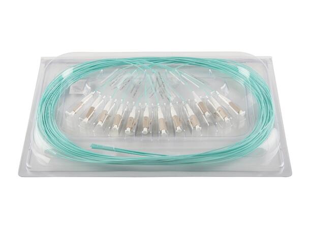 Pigtail LC/PC,12-pack blister, 1,5 m 50/OM4 BIF, Tight Buffer 900µm, Aqua 