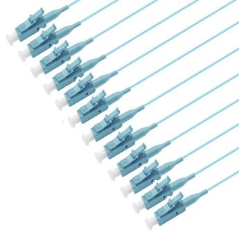 PT-OM4-T9A-LCP-15-BP Fiberworks AS  Pigtail LC/PC,12-pack blister, 1,5 m 50/OM4 BIF, Tight Buffer 900&#181;m, Aqua