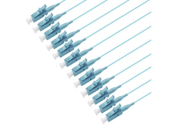 Pigtail LC/PC,12-pack blister, 1,5 m 50/OM4 BIF, Tight Buffer 900µm, Aqua 
