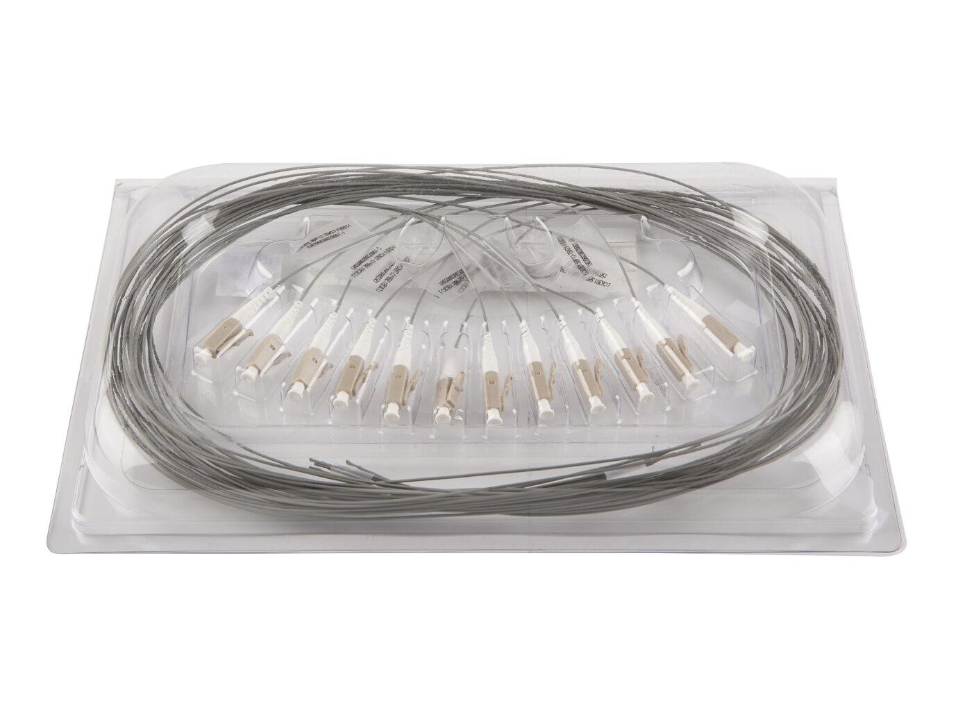 PT-MM6-T9G-LCP-15-BP Fiberworks AS  Pigtail MM LC/PC 12-pack blister 1,5 m 62,5/OM1, 900&#181;m tight buffer,  Grey
