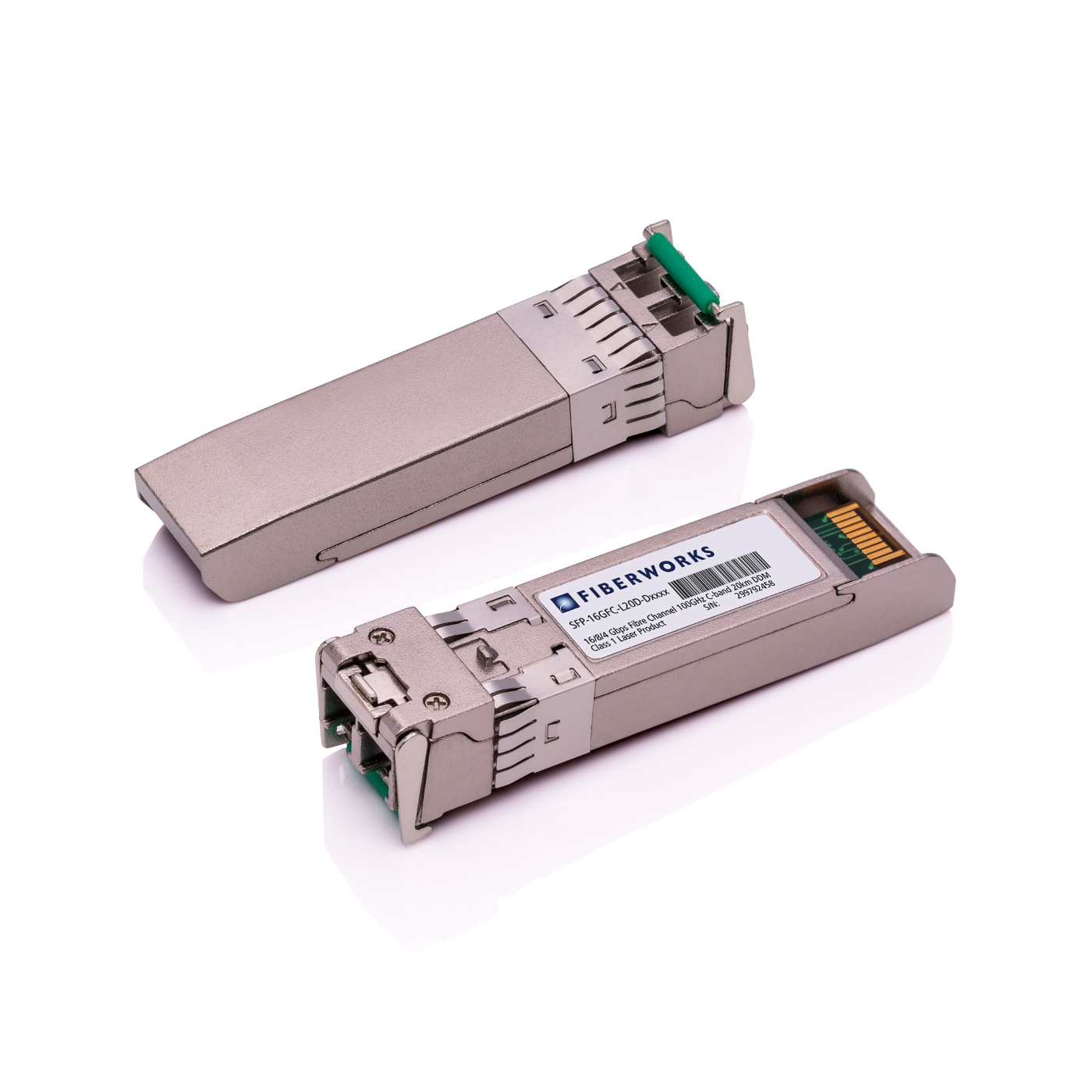 SFP-16G-L20D-Dxxxx Fiberworks AS  SFP+, 16/8/4G Fibre Channel, CDR, 20km DWDM 100GHz C-band, 15dB, DDM, SM