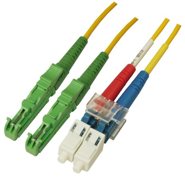 P-SM9-D2Y-E2A-LCU-xx Fiberworks AS  Patch SM DPX E2000/APC-LC/UPC xx m 9/OS2 G.657.A2 2x &#248;2mm Yellow