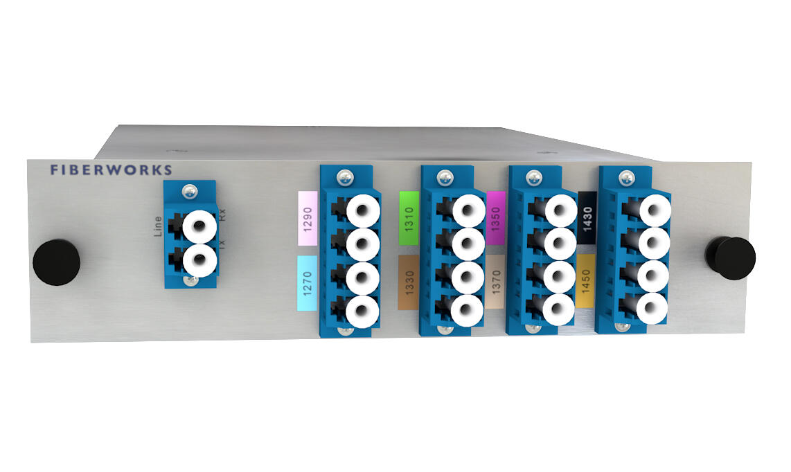 F-CMUX+8-LB2745-LGX2 Fiberworks AS  Fiberworks 8 ch. CWDM Mux+Demux, LGX2 Low band C27-C37 &amp; C43-C45, LC/UPC