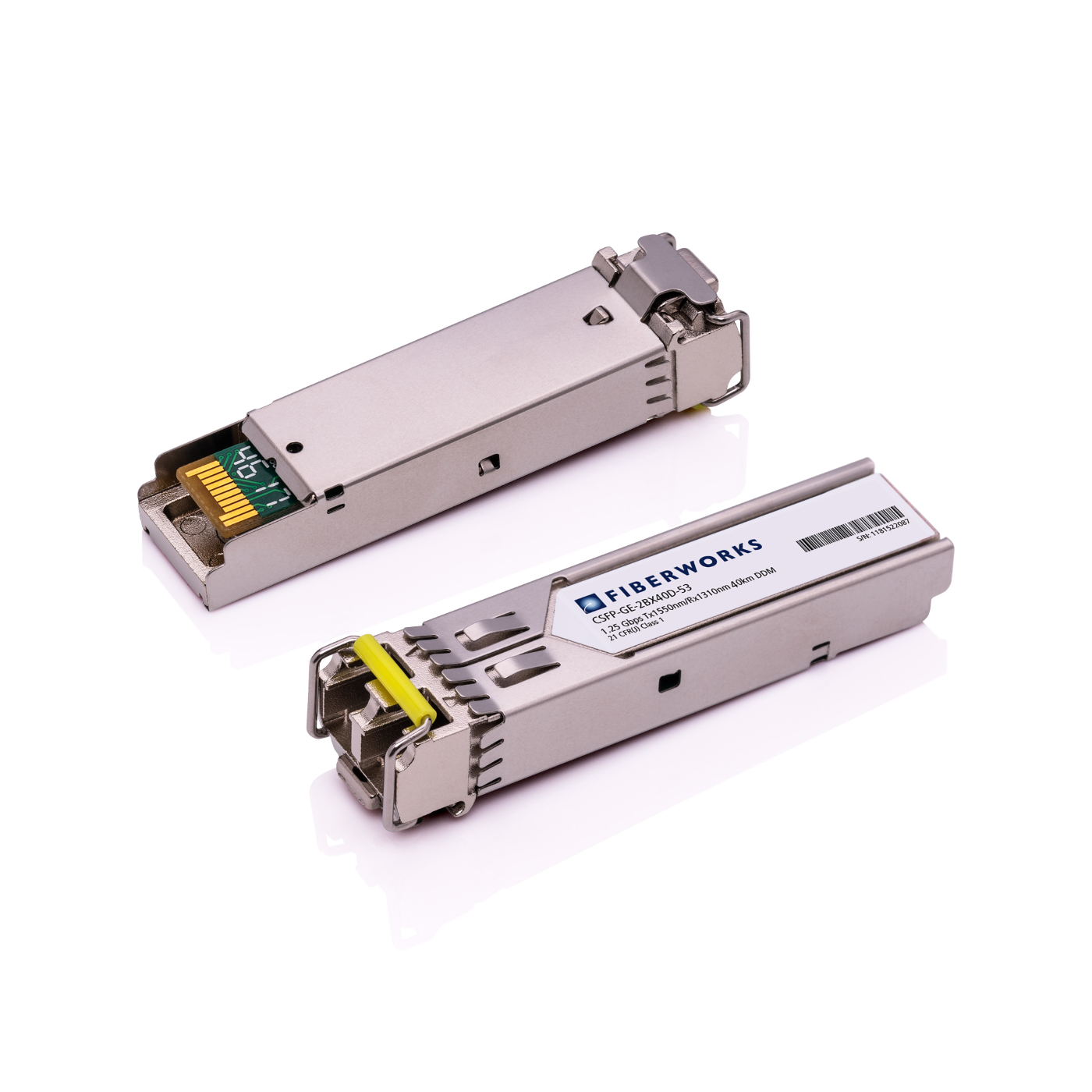 CSFP-GE-2BX40D-53 Fiberworks AS  CSFP Dual BiDi, GigE, DDM, SM, 40km TX/RX=1550/1310nm, 18dB, LC