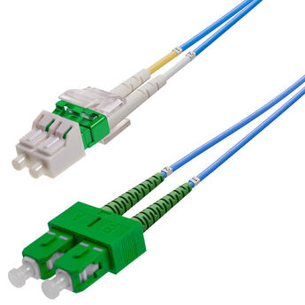 P-SM9-D2B-LCA-SCA-05 Fiberworks AS  Patch SM DPX LC/APC-SC/APC 5 m 9/OS2 G.657.A2 2x ø2mm Blå