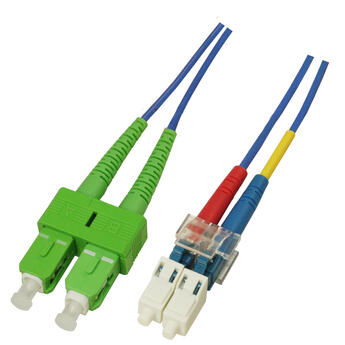 P-SM9-D2B-SCA-LCU-xx Fiberworks AS  Snor SM DPX SC/APC-LC/UPC xx m 9/OS2 G.657.A2 2x &#248;2mm Bl&#229;