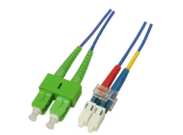 Snor SM DPX SC/APC-LC/UPC xx m 9/OS2 G.657.A2 2x ø2mm Blå 
