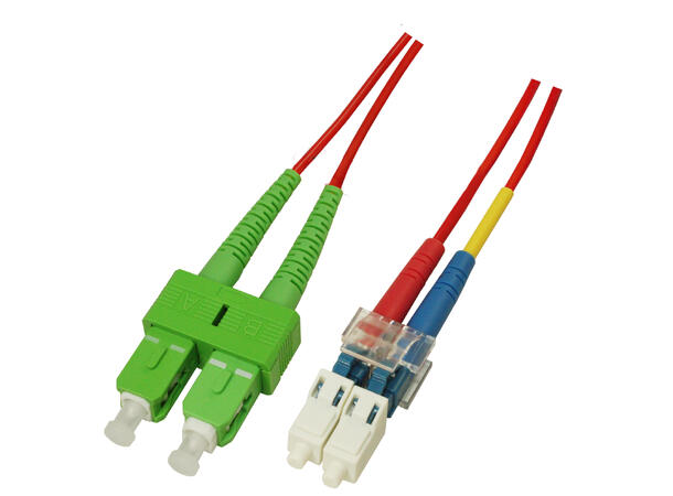 Snor SM DPX SC/APC-LC/UPC xx m 9/OS2 G.657.A2 2x ø2mm Rød 