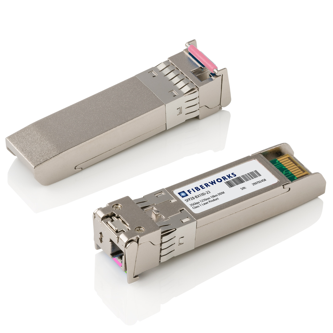 SFP28-BX10D-23 Fiberworks AS  SFP28, BiDi, 25Gbps, DDM, SM, 10km Tx/Rx=1270/1330nm, 8dB