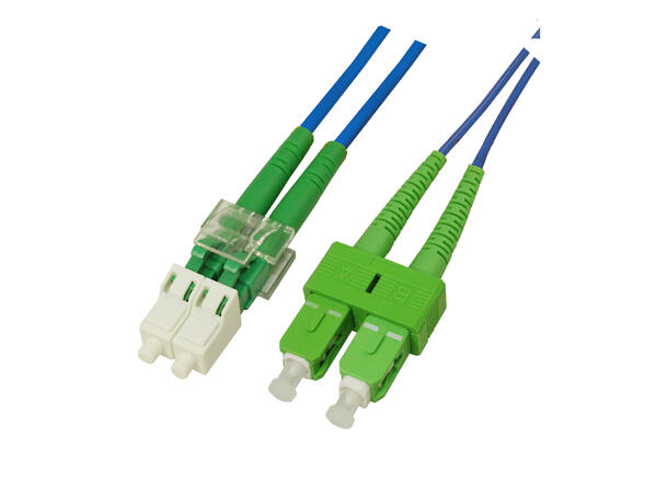 Patch SM DPX LC/APC-SC/APC 10 m 9/OS2 G.657.A2 2x ø2mm Blå 