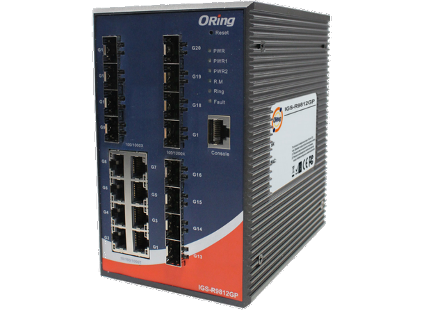 ORing GigE 8x 10/100/1000TX + 12x SFP Managed Layer 3 Industrial Switch
