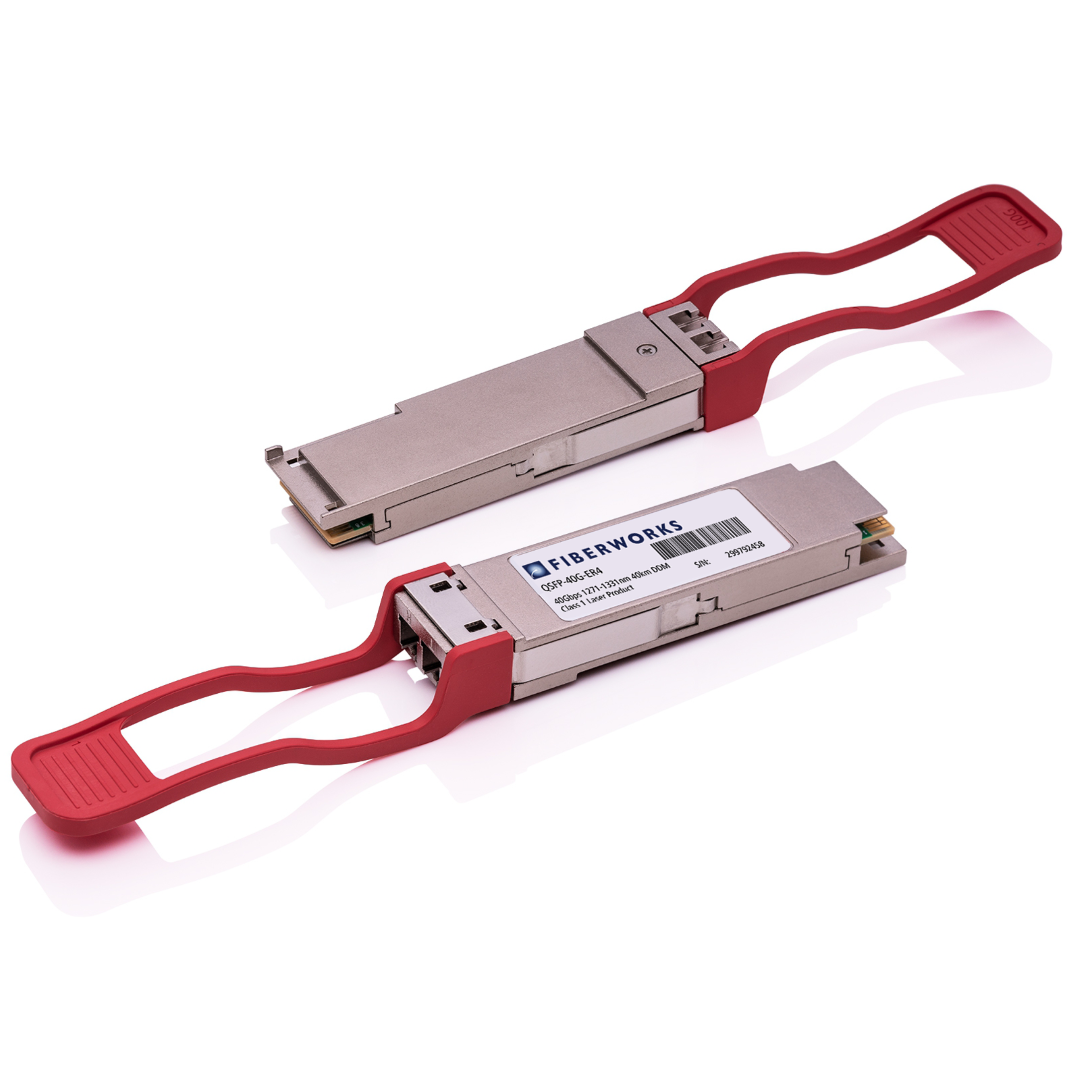 QSFP-40G-ER4-W Fiberworks AS  QSFP+, 40GBASE-ER4, 4 x 10.3 Gbps, 40km CWDM 1270-1330nm, 16dB, SM, Huawei