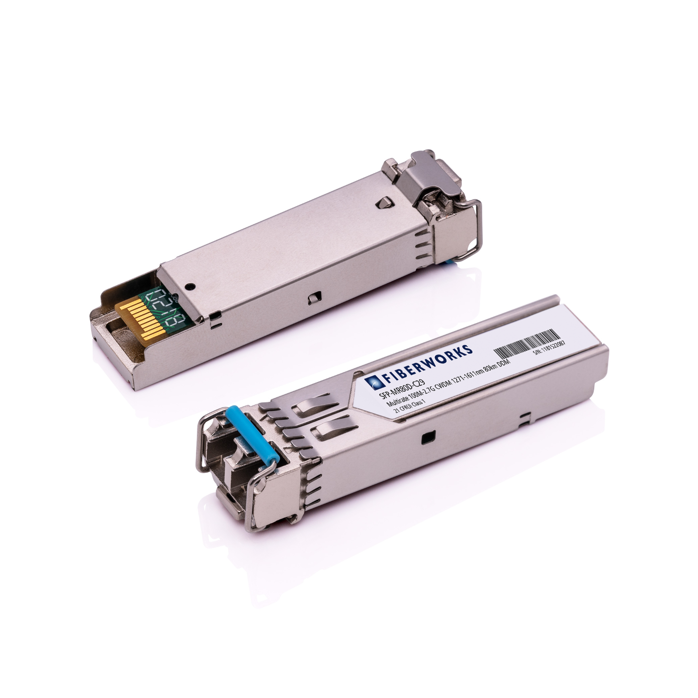 SFP-MR80D-C29-RGD-U Fiberworks AS  SFP, Multirate 100M-2.7G, DDM, 80km RGD CWDM 1291nm, 28dB, SM, Fiberworks