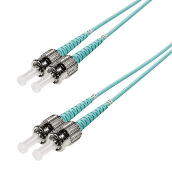 P-OM3-D2A-STP-STP-xx Fiberworks AS  Patch MM DPX ST/PC-ST/PC xx m 50/OM3 BIF 2x ø2mm Aqua