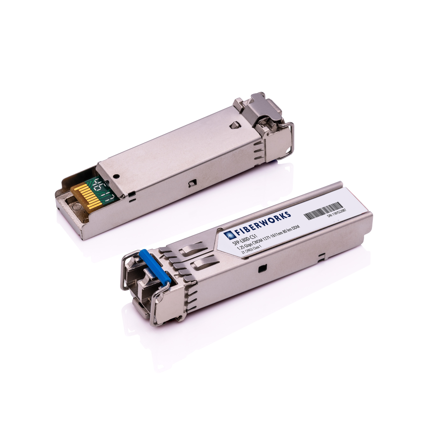 SFP-L80D-C51-IN Fiberworks AS  SFP, 1.25 Gbps GigE, DDM, 80km CWDM 1511 nm, 24dB, SM/MM, Intel