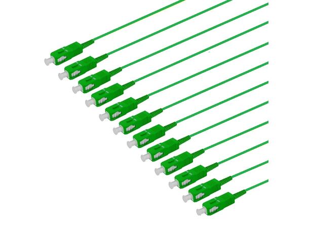 Fiberhale SM SC/APC 12-pakning, 1,5 m 9/OS2 G.657.A2, 900µm fast kledn., Grønn 