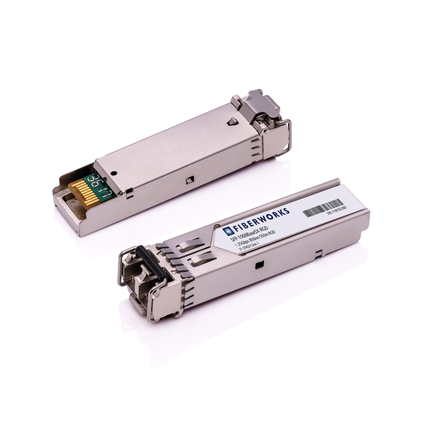 SFP-1000BaseSX-RGD Fiberworks AS  SFP, 1.25 Gbps GigE, DDM, 550m, Rugged 850nm, 9dB, MM