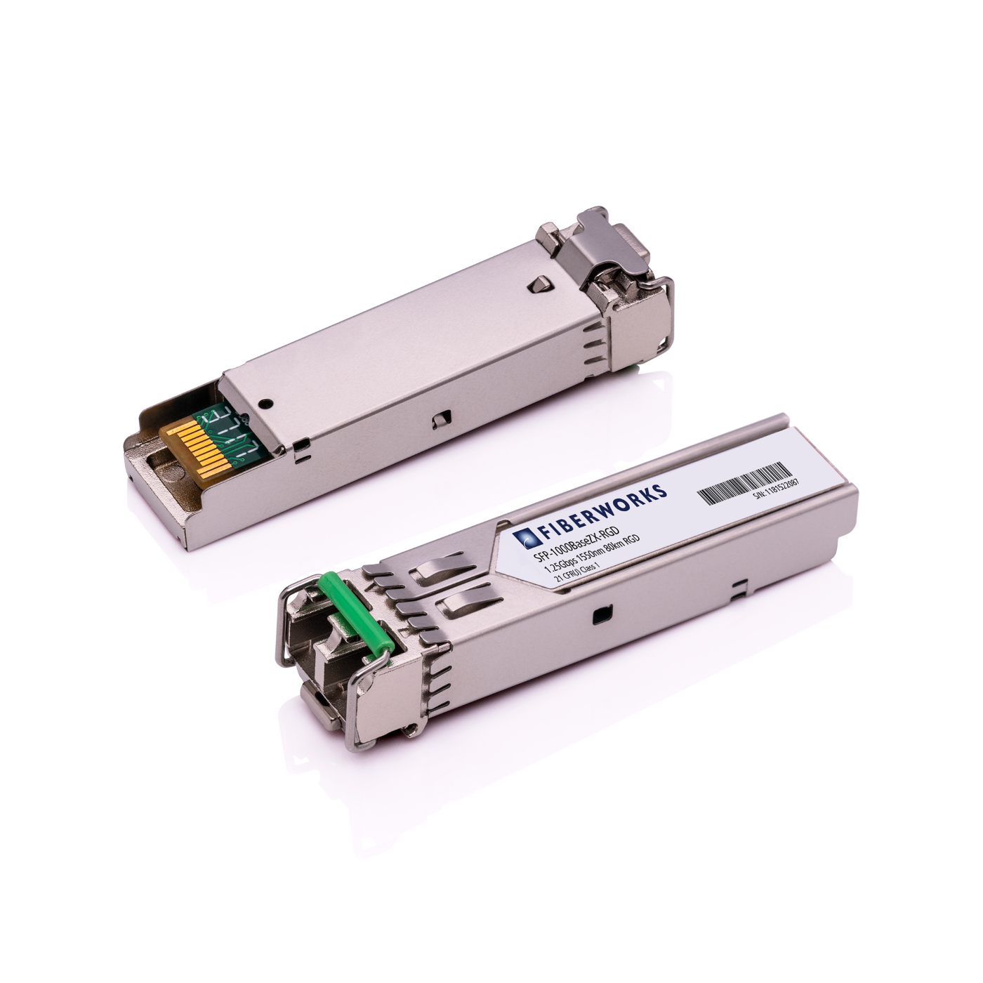 SFP-1000BaseZX-RGD-U Fiberworks AS  SFP, 1.25 Gbps GigE, DDM, 80km, Rugged 1550nm, 24dB, SM, Fiberworks