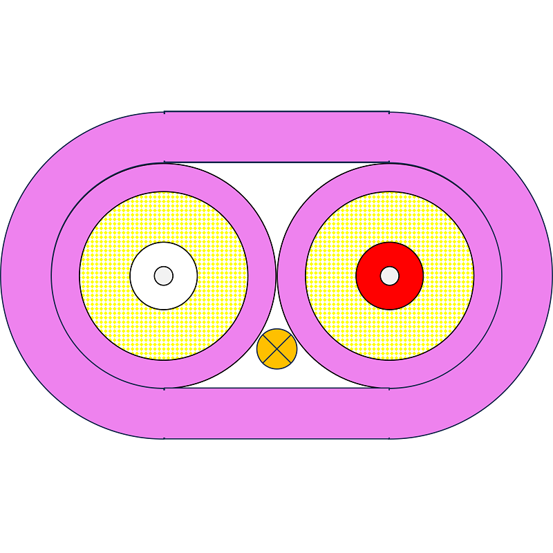 P-OM4-D5M-LCP-LCP-xx Fiberworks AS  Snor MM DPX Flat LC/PC-LC/PC xx m 50/OM4 BIF 3x5mm Ruggedized magenta