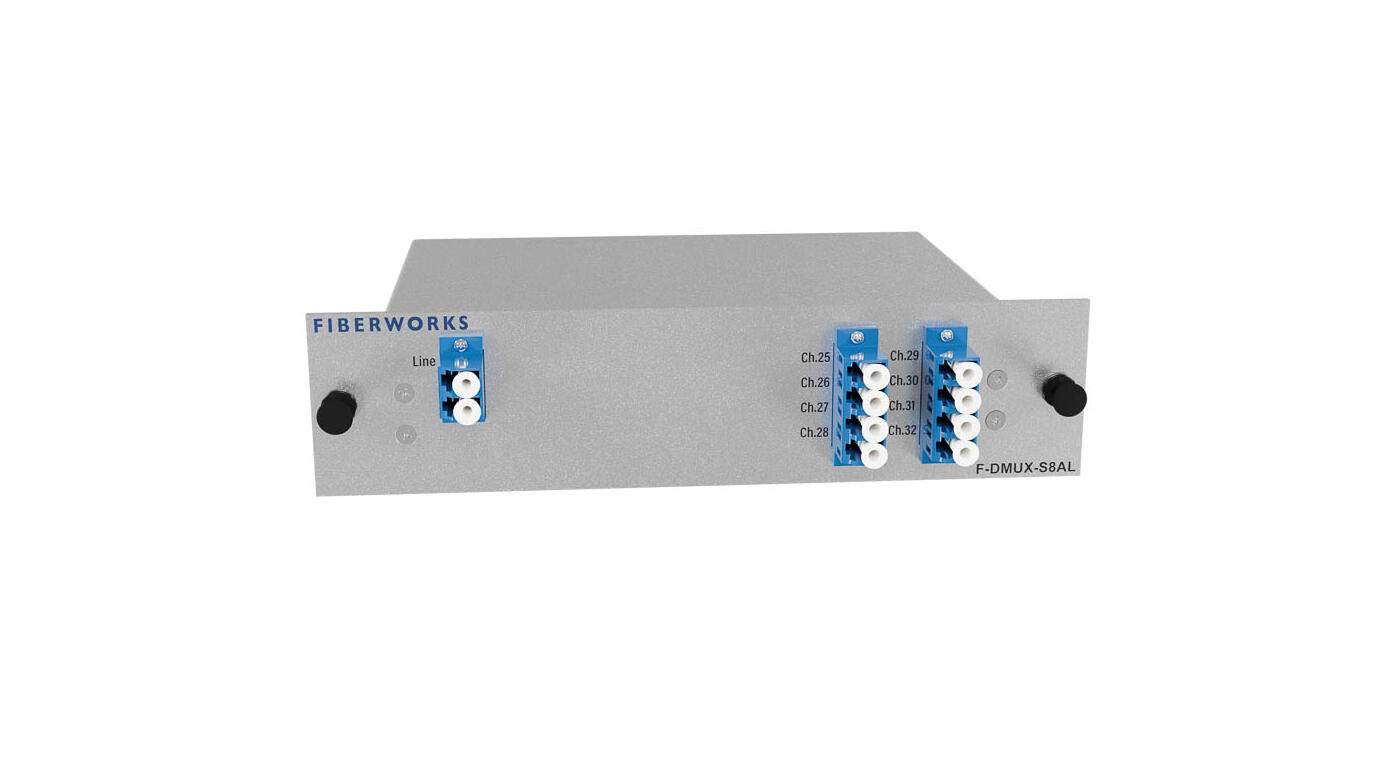 F-DMUX-S8AL-2532-LU Fiberworks AS  Fiberworks 8 ch. DWDM Mux/Demux, Side A C25-C32, 100 GHz, Single fiber, Low loss