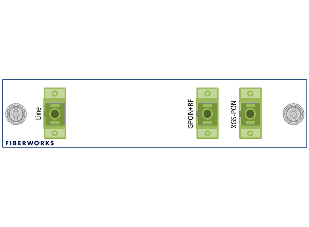 Fiberworks PON CEx mux, LGX3 GPON + XGS-PON, SC/APC connectors 
