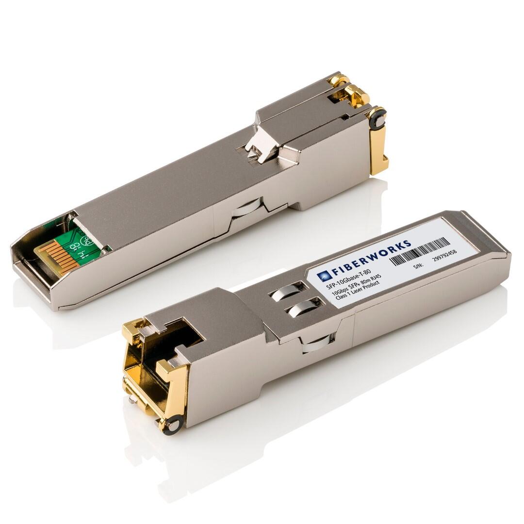 SFP-10Gbase-T-80 Fiberworks AS  SFP+, 10Gbase-T Copper Interface, I-temp RJ45, 80m on Cat6/7