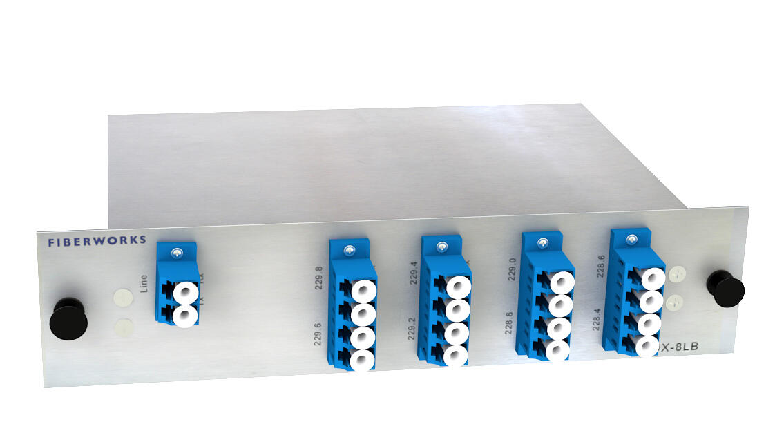 F-OMUX-8LB-LU Fiberworks AS  Fiberworks 8 ch. O-band DWDM Mux+Demux O-band 228.4-229.8 THz, 200GHz, LC/UPC