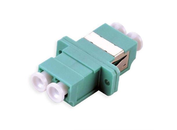 Adapter MM LC-DPX OM3 Aqua With flange, metal clip, Zr. sleeve
