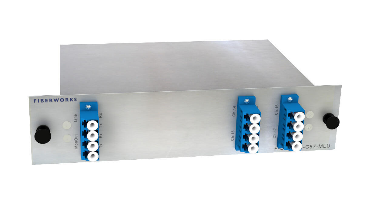 F-DMUX-4-C57-MLU Fiberworks AS  Fiberworks 4 ch. DWDM Mux+Demux for C57 ITU ch. 14-17, 100GHz, Monitor ports, LC