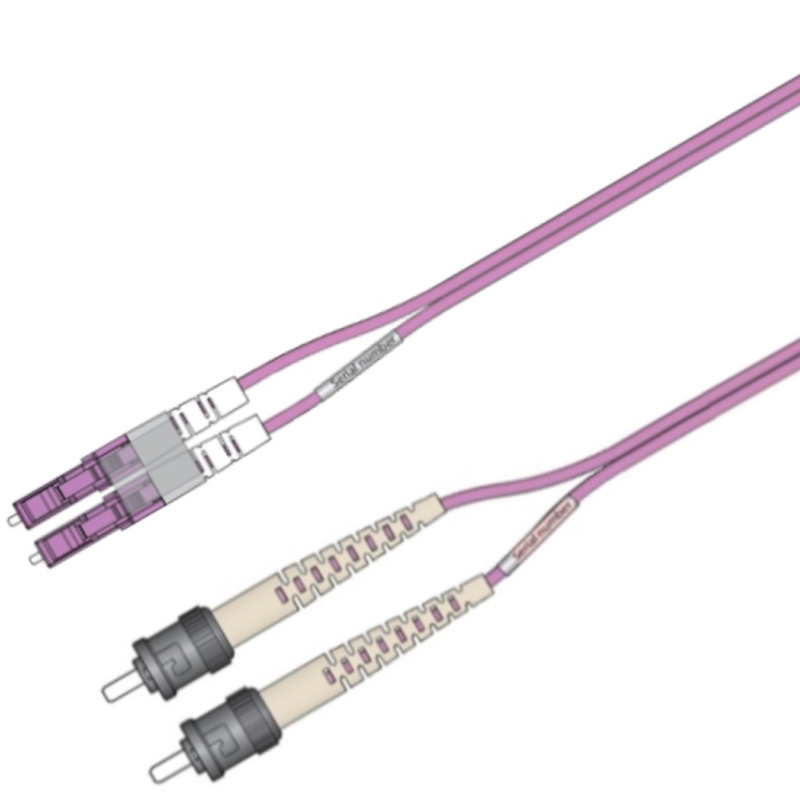 P-OM4-D2M-LCP-STP-xx Fiberworks AS  Patch MM DPX LC/PC-ST/PC xx m 50/OM4 BIF (10G+) 2x &#248;2mm Magenta